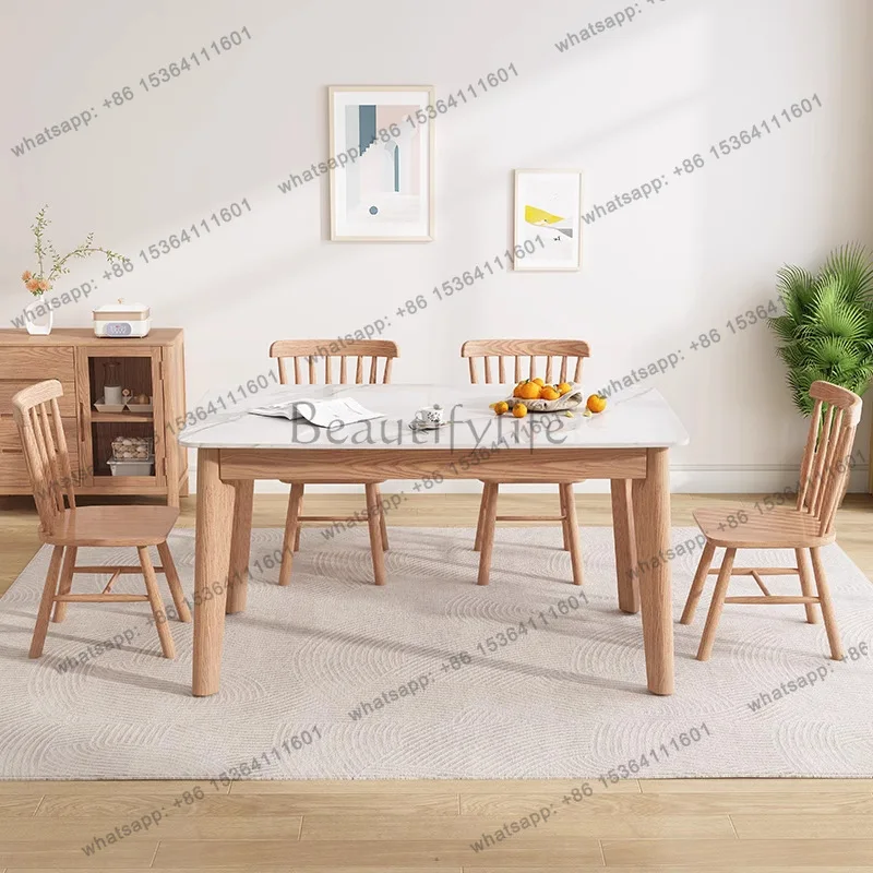 Nordic ash wood slate solid wood dining table rectangular small household type modern simple dining table