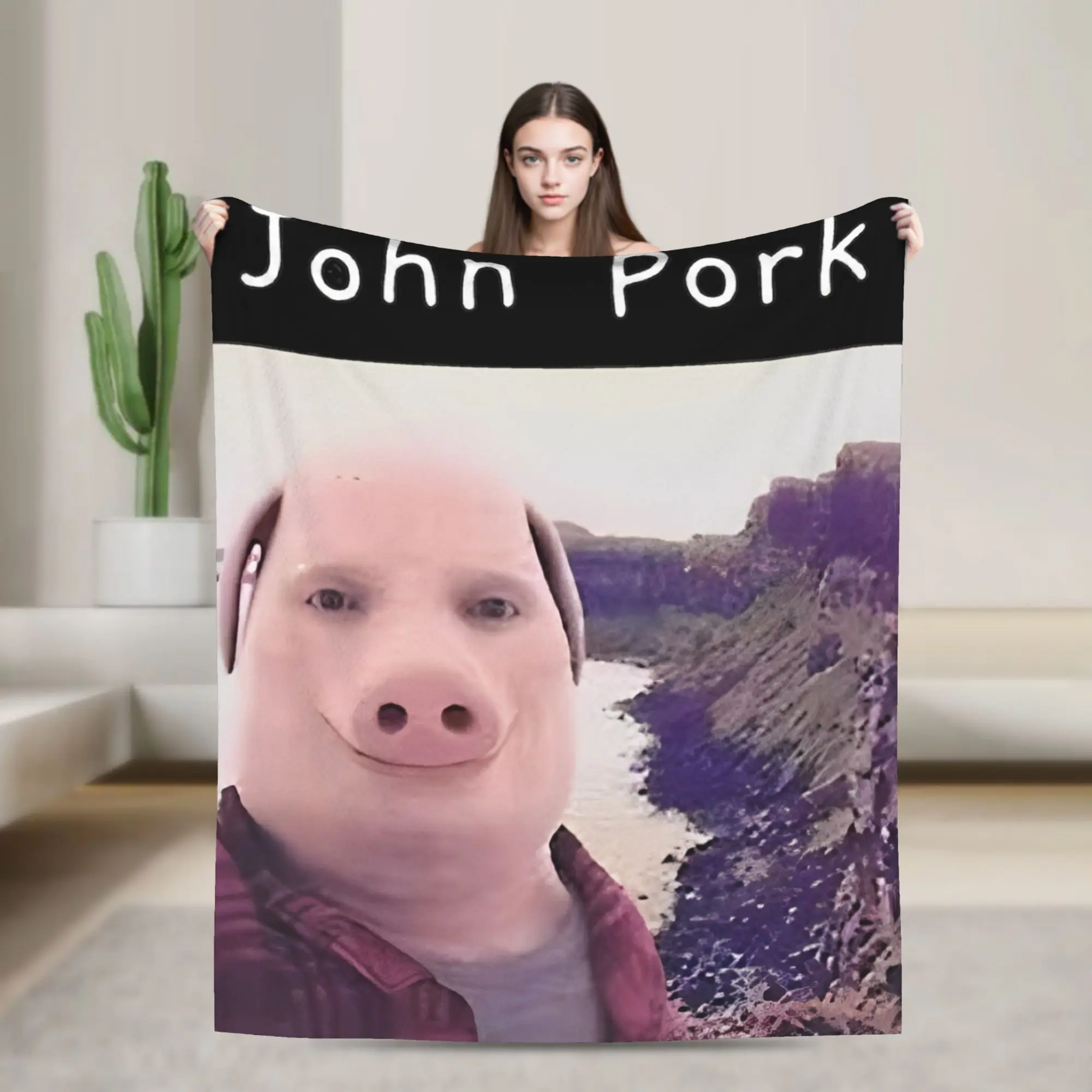 John Pork  Flannel Throw Blanket  Blankets for Home Outdoor Super Soft Quilt