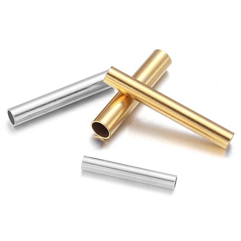 10Pcs Stainless Steel Straight Tube Gold Color Multi Size High Quality Tube For Bracelet Necklace Connector DIY Jewelry Making