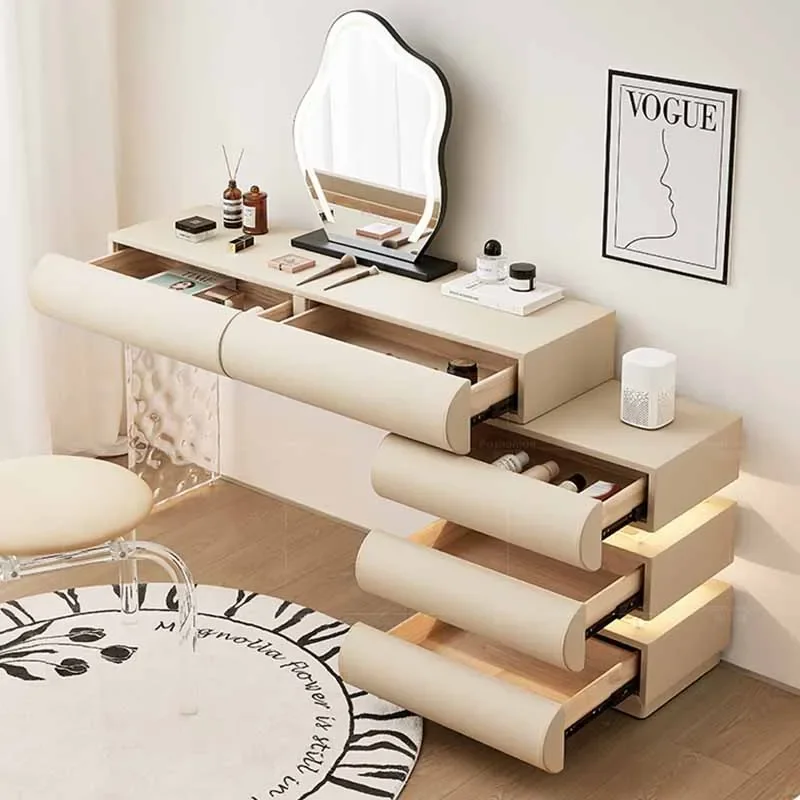 

Luxury French Light Dresser White Makeup Modern Cloakroom Women Vanity Design Unique Smart Penteadeira Bedroom Furniture