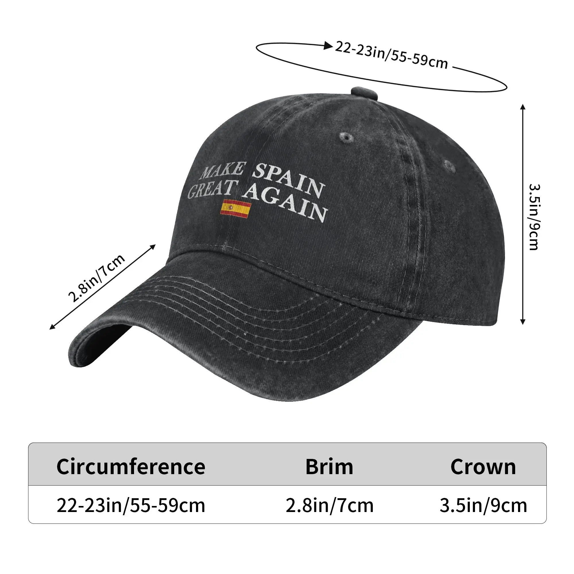 Summer Make Spain Great Again Baseball Cap Sun  High Quality Print Washed Hat Men Women Fashion Running Hippie Snapback Cap