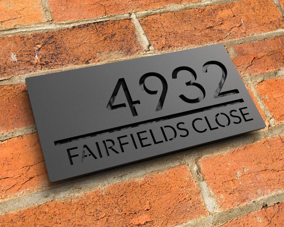 Modern Floating House Number Sign Custom Matt Black Acrylic House Numbers,Bespoke House Address Bumbers Plaque