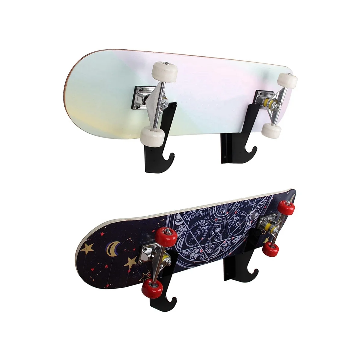 Skateboard Wall Mount Display Rack with Hanger Hook,Acrylic Skateboard Rack Holder for Longboard Penny Board Organizer