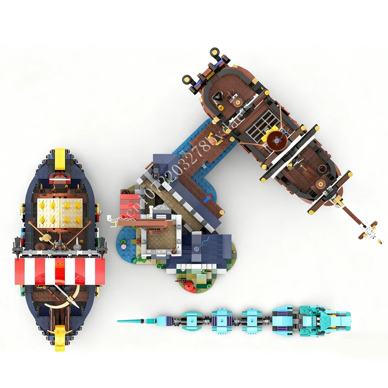ชุดตัวต่อ MOC 3320 ชิ้น ฉากการต่อสู้ที่ป้อมฟอลแคลนด์ แบบจำลองถนน ของขวัญวันหยุด ชุดประกอบสถาปัตยกรรม ของขวัญวันคริสต์มาสและวันเกิดสำหรับเด็ก