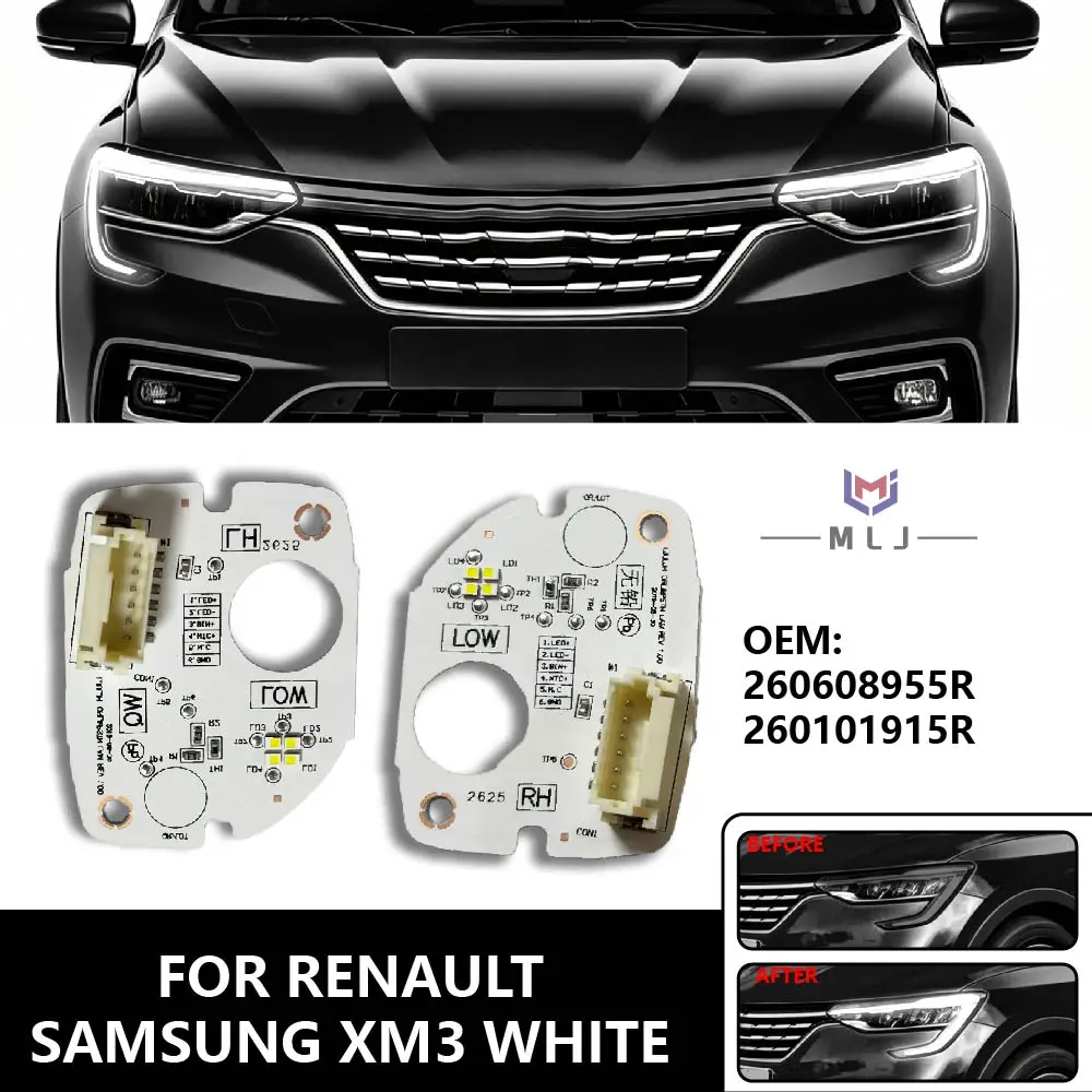 OEM 260608955R 260101915R Angel Eyes White Board FOR RENAULT ARKANA 2021-2025 LED Headlight Daytime Running Lights Source Chip