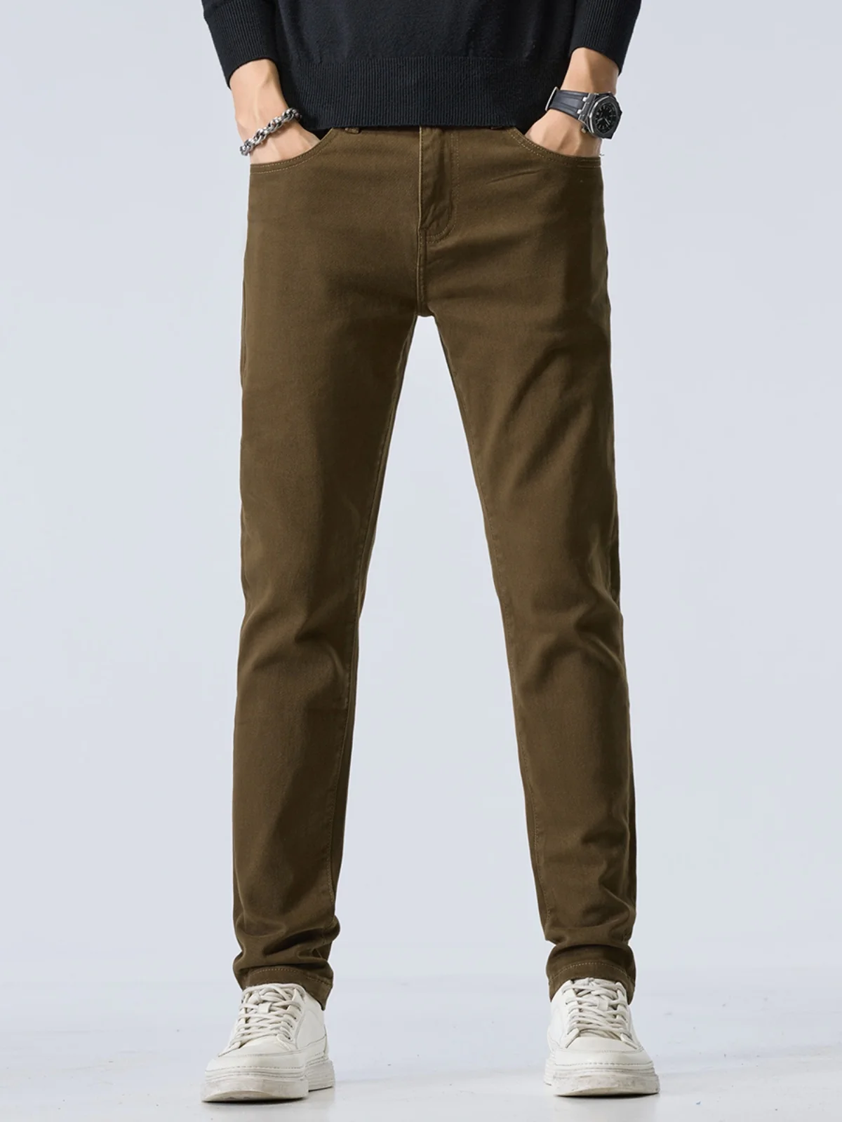 

Hong Kong High-End Casual Workwear Jeans Men's Slim Fit Elastic Versatile Long Pants Spring Autumn New Sle Cotton Stretch D...