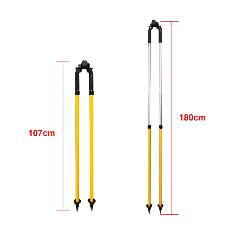 2 szt. Żółty aluminiowy słupek z zaciskiem zwalniającym kciuk do tachimetru pryzmatowego GPS słup geodezyjny GNSS