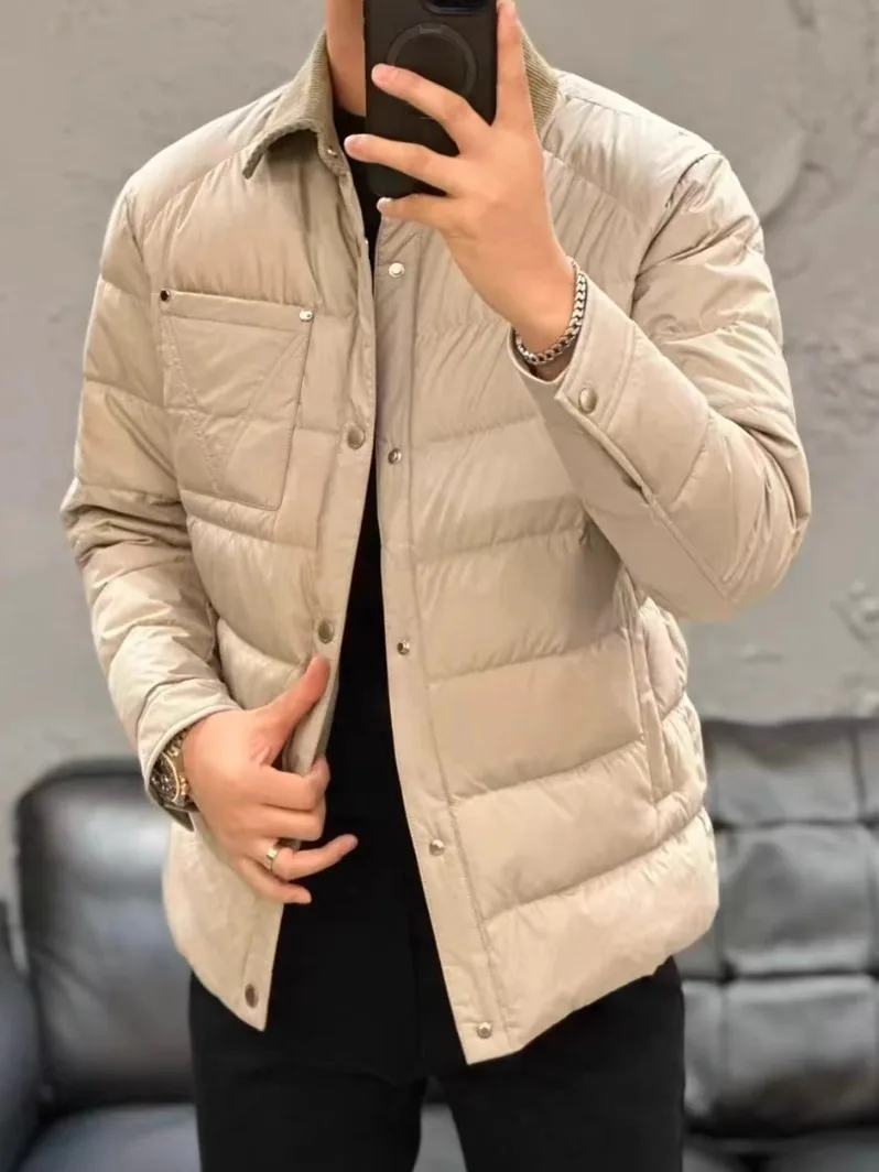 

High Quali Men's down Jaet Stand Collar Busin Sle Faionable Versatile Autumn Winter New Arrival Ele Sensation