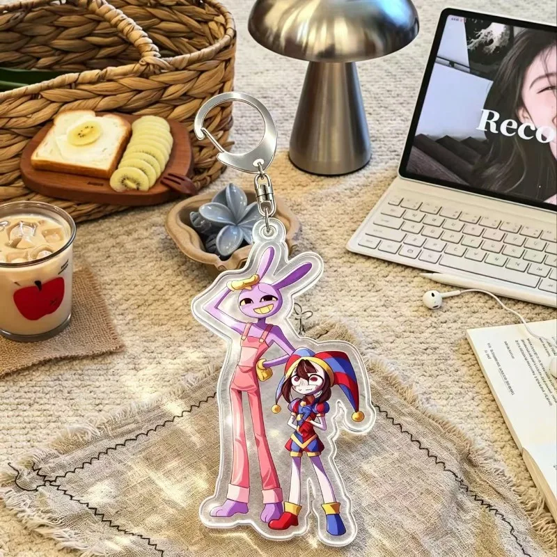 Keychain for Pomni  Jax Pomni  Zooble  Kinger Queenie Caine  Acrylic Backpack Pendant Decoration Collection Fans Gift 5cm