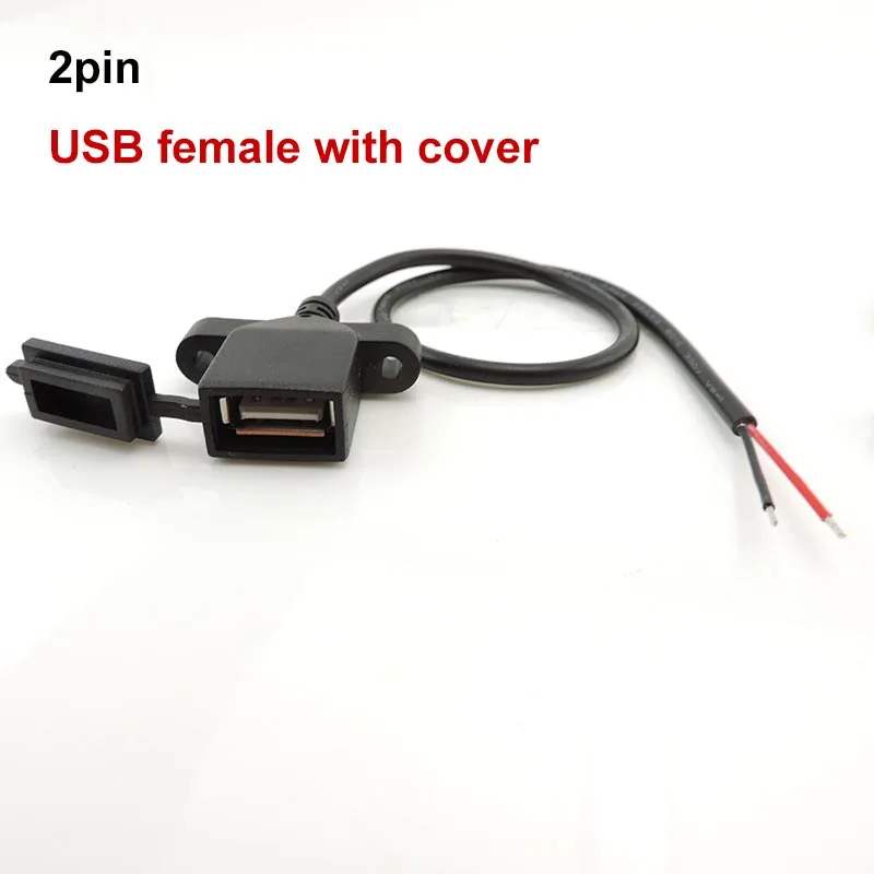 100x 2pin 4pin USB Female Cover Plug port power Socket cable Dust Proof mount panel Connector Welding repair Wire Port Charging