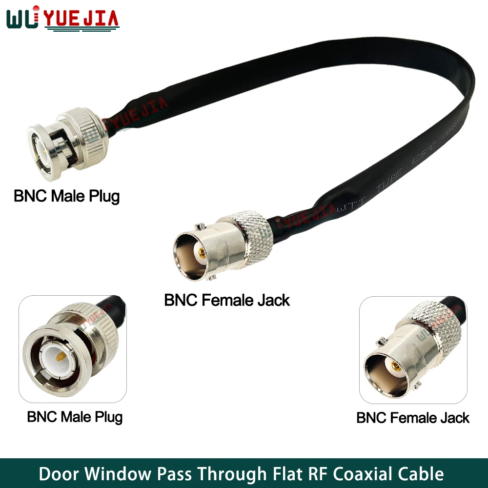 نافذة الباب تمرير من خلال شقة Q9 BNC ذكر التوصيل إلى BNC أنثى جاك موصل مقاوم للماء RF كابل محوري ضفيرة تمديد الحبل