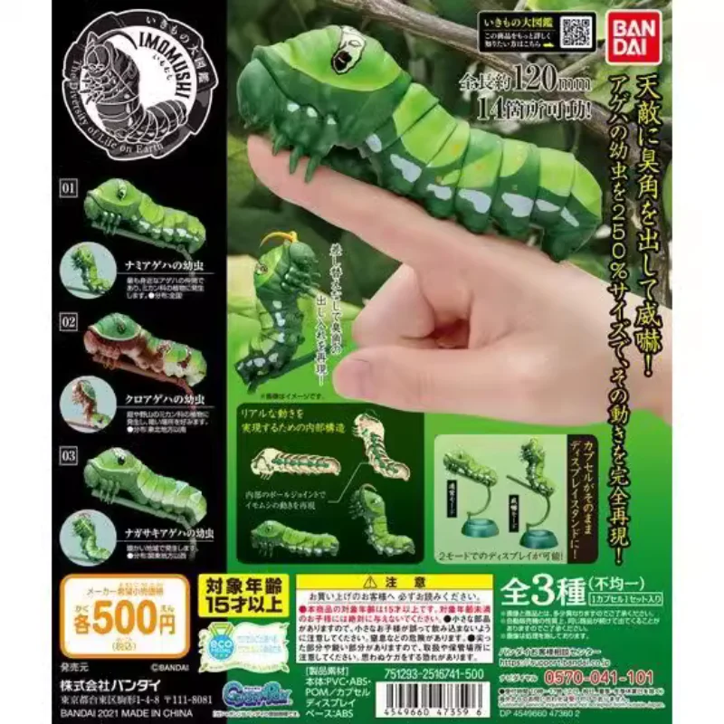 Original Bandai Gashapon Big Biological Map Simulation Insect Caterpillar Animal Figure Model Toys Gifts Collection Ornament