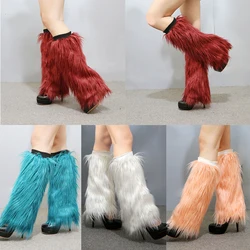 Fluffies Faux Fur Boots Socks Winter Female Leggings Trendy Warming Leg Warmers Solid Color Foot Sleeve Boot Cover For Women 발토시