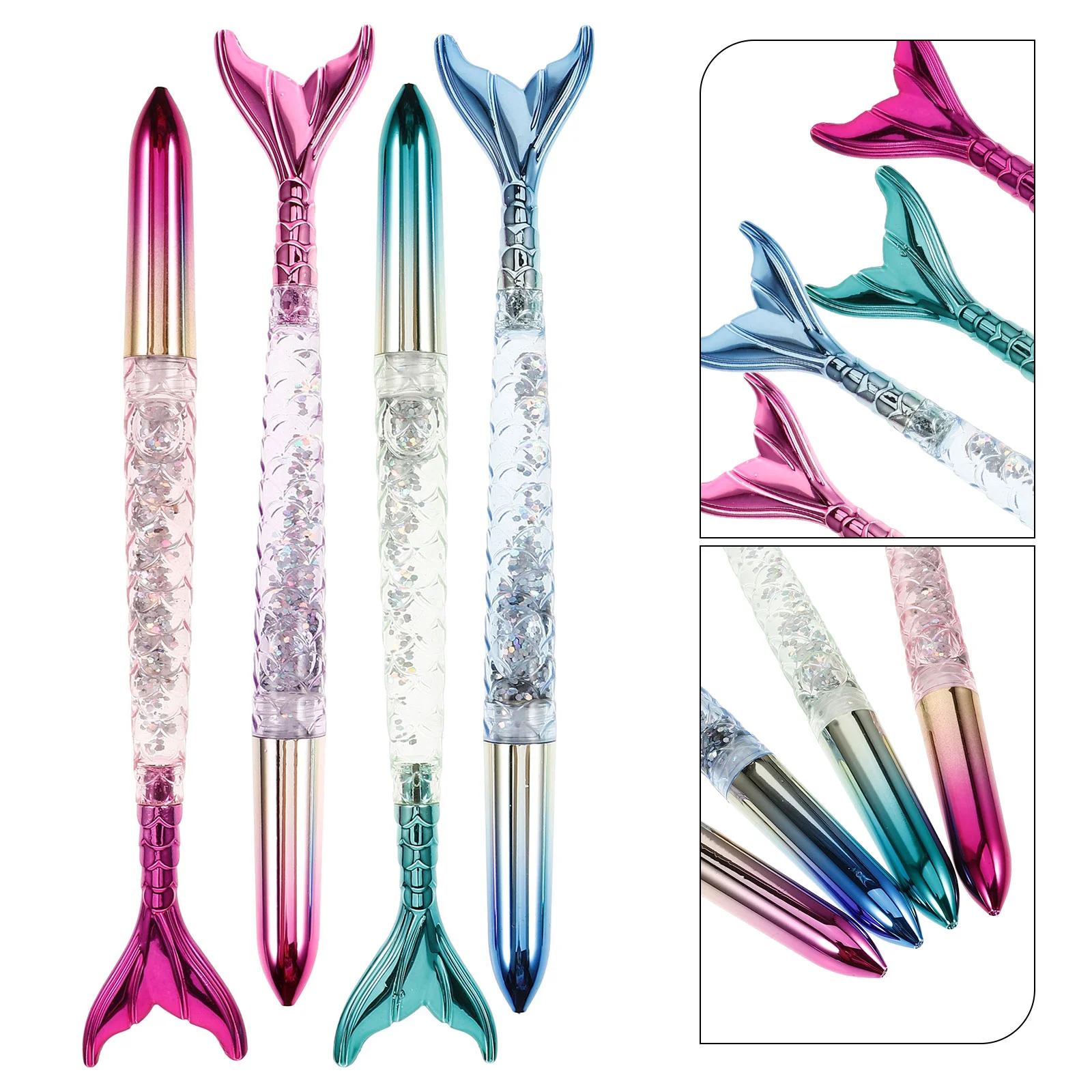 

4 Pcs Mermaid Pen Shape Design Pens Children Portable Kids Stationery Writing Plastic Ballpoint