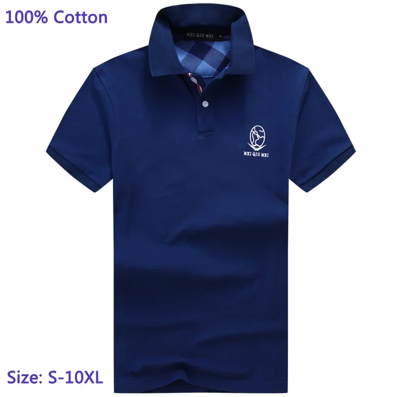 High Quality 100% Cotton For Men T Shirts Brand Big Obese Polo Super Large Knitted Breathable Plus Size S-6XL 7XL 8XL 9XL 10XL