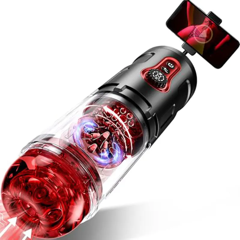 التلقائي ذكر الاستمناء الجة الدورية جيب كس اللسان آلة الجنس القضيب مضخة الجنس لعب للرجال مع حامل هاتف