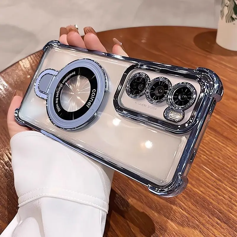 ل انفينيكس الساخن 60 60i 50 برو زائد المضادة للصدمات بلينغ حلقة حامل غطاء واقٍ مزخرف لهاتف آيفون شفاف بولي يوريثان لينة مع حامل #1