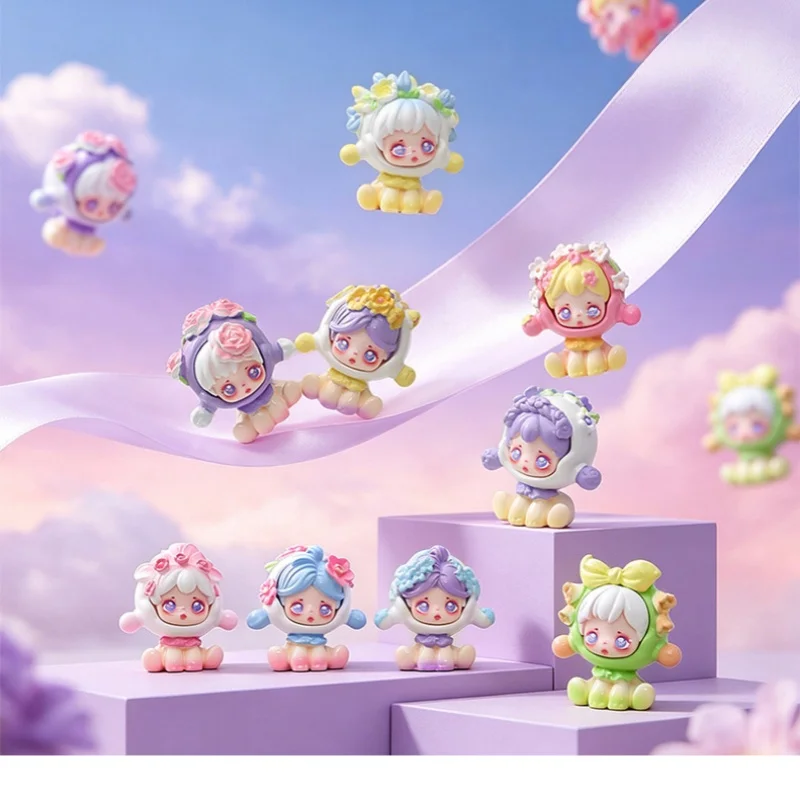 Figuras de los Bean Figurines de la Serie Original Stroll Among Blossoms, Accesorios Decorativos DIY, Exquisitos Mini Adornos para Coche, Escritorio o Regalo