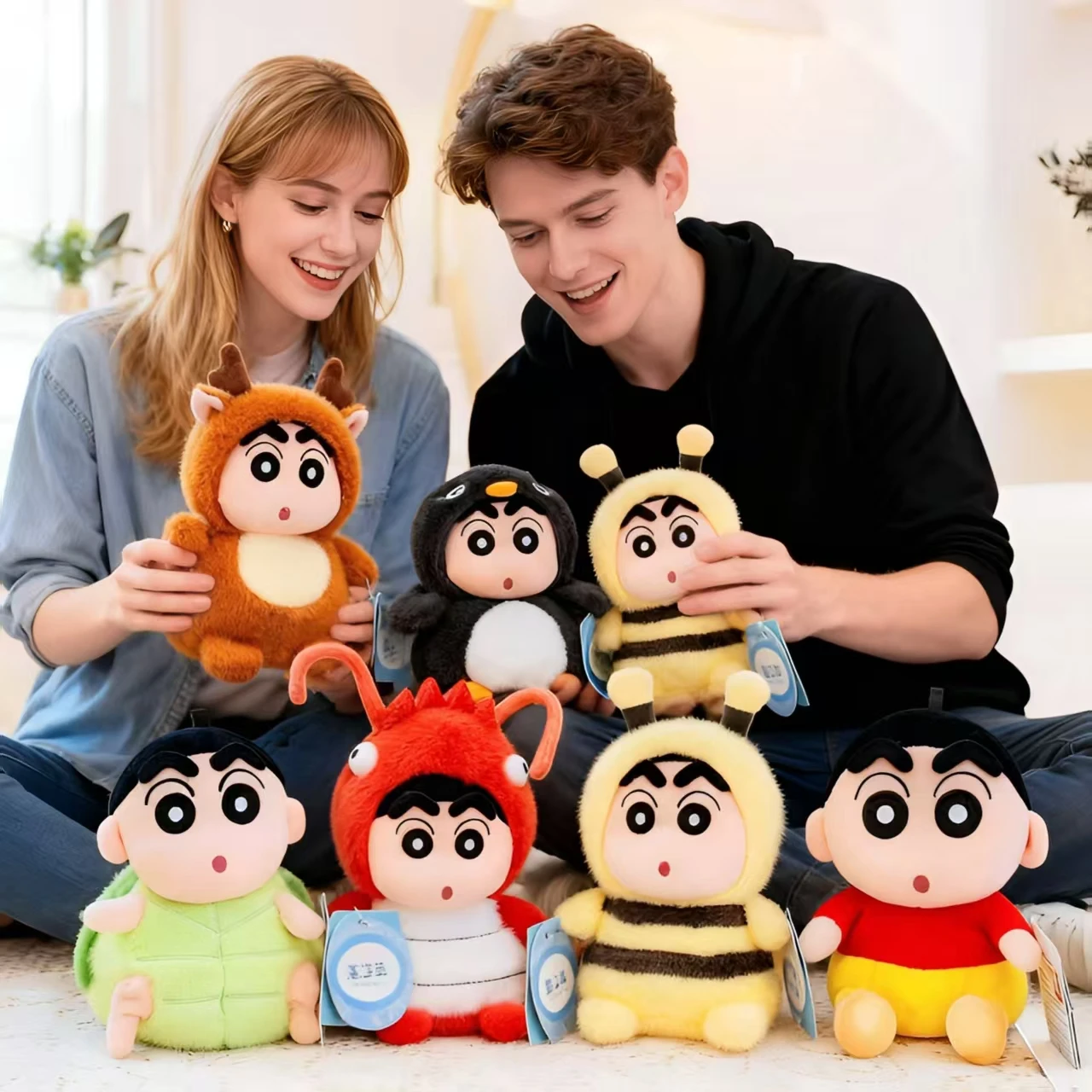 Hochwertige Crayon Shin-chan Plüschpuppe - Verwandelbares Bienen-, Pinguin-, Hirsch-, Schildkröten-Kuscheltier - Lustiges Desktop- & Auto-Ornament Geschenk