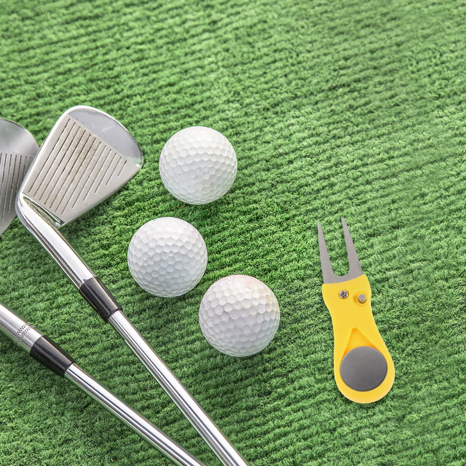 Golf Green Repair Fork Foldable Divot Tool Double Color Portable Turf Fixer Metal Golf Accessories Durable Material Precision