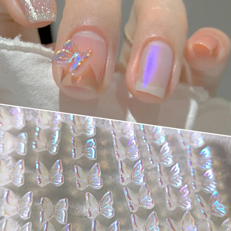 50 個樹脂 3D グリッターネイルアートチャーム各種蝶ネイルスタッド装飾アクセサリー DIY ネイルアート