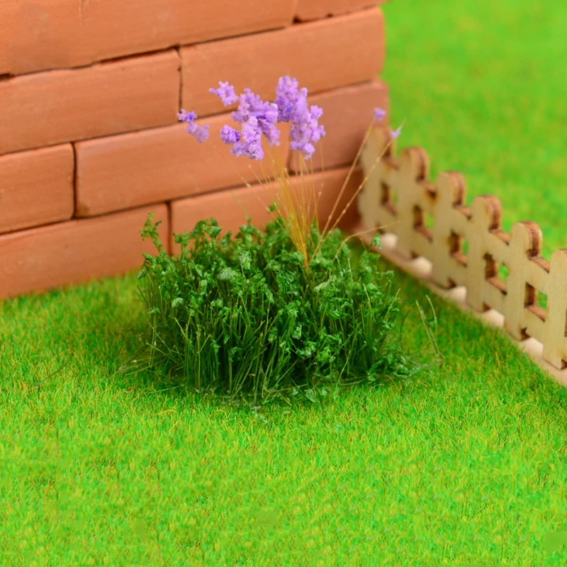 10pcs 1:20 Miniature Flower Bush Parterre Static Grass Cluster Garden Potted Plant Landscape Courtyard Diorama Accessories