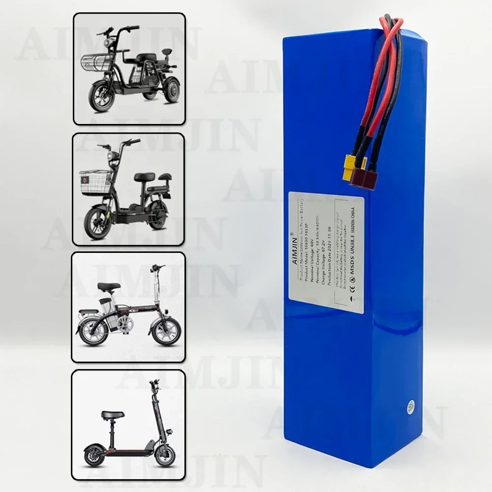 60V 10500mAh 16S3P lithium battery pack 18650  Rechargeable battery with BMS 700W 1500W high-power