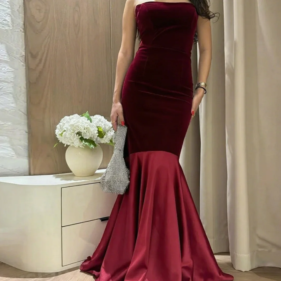 فساتين سهرة رسمية بسيطة حورية البحر للنساء بدون حمالات فساتين حفلات مثيرة بدون أكمام لحفلات أعياد الميلاد مخصصة