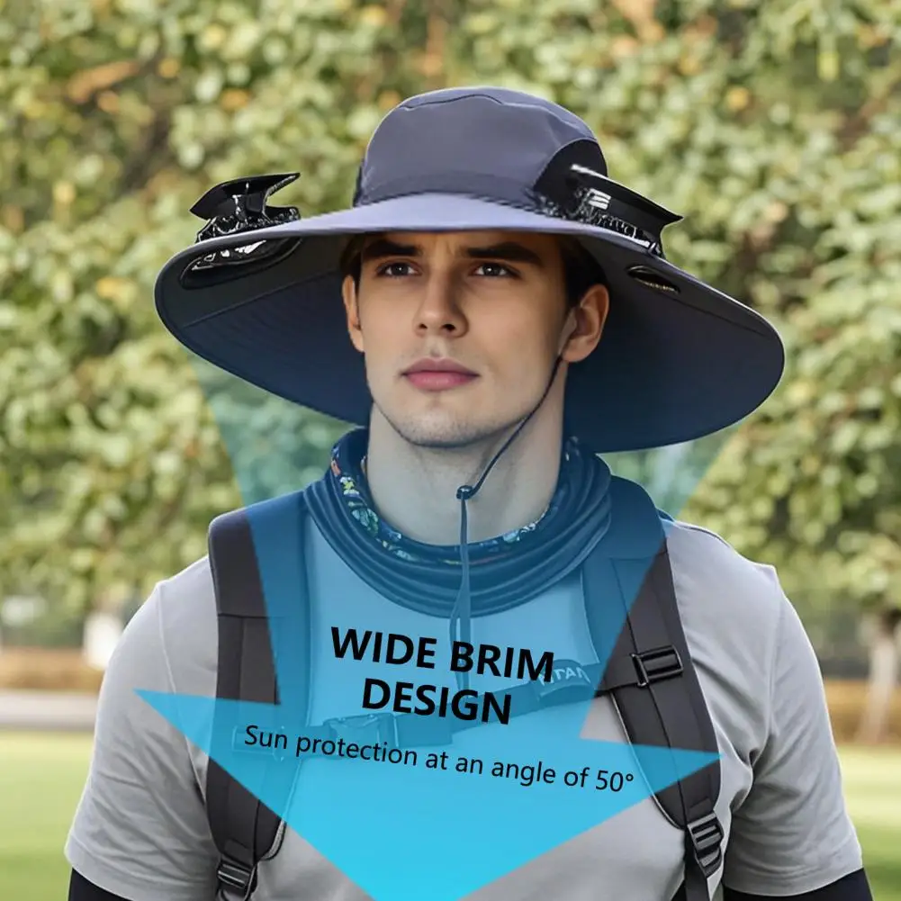 

Sun Protection Hat with Fan Solar Powered Hat Solar-powered Wide Brim Outdoor Hat with Built-in Fan for Fishing Hiking Gardening