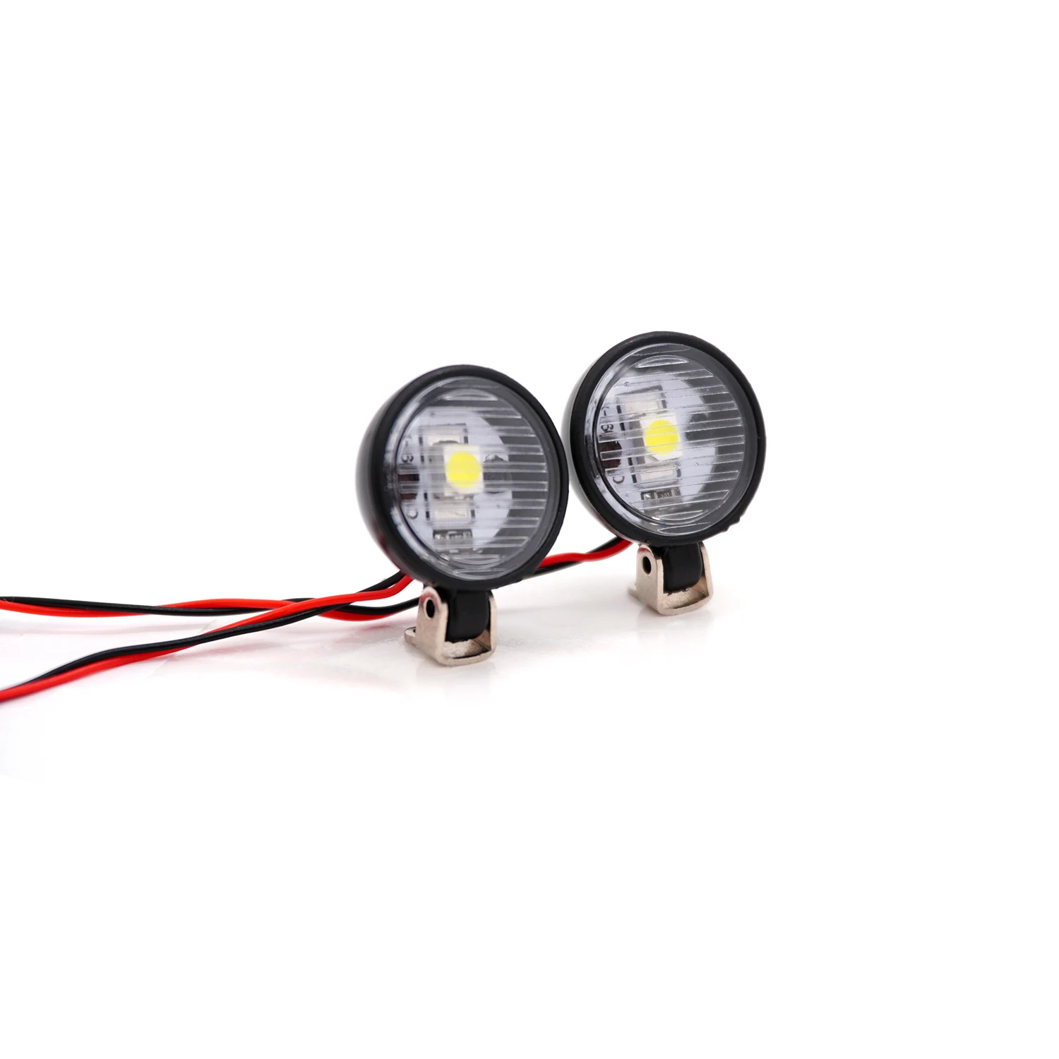 Luces LED de 15mm y 12mm, carcasa de luz de plástico con soporte de Metal ajustable, colores de luz blanca y amarilla para piezas de mejora de coche RC