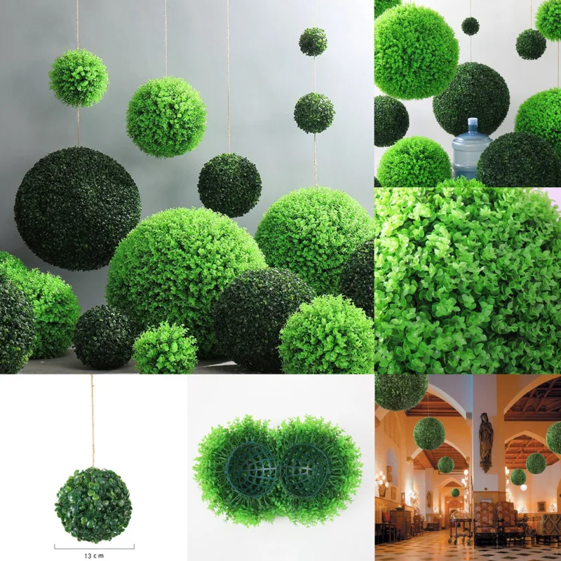 

18/23/28cm Green Artificial Boxwood Ball Turf Dome Plant Ball Realistic Simulation Grass Ball Home Garden Party Decoration New
