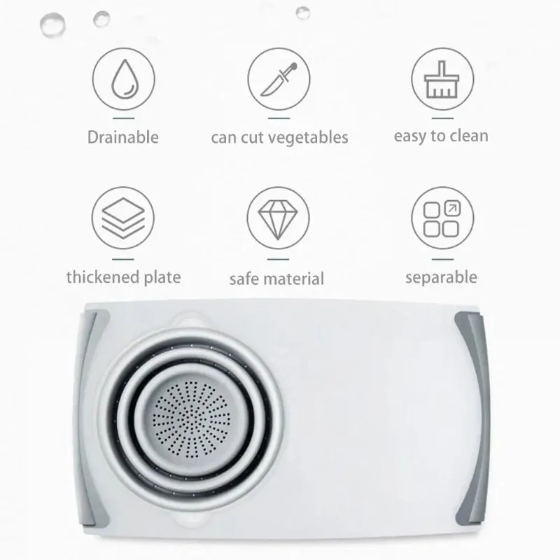 

Innovative Multi-Functional 3 in 1 Chopping Board Folding Drain Basket Sink Cutting Board Kitchen Tools