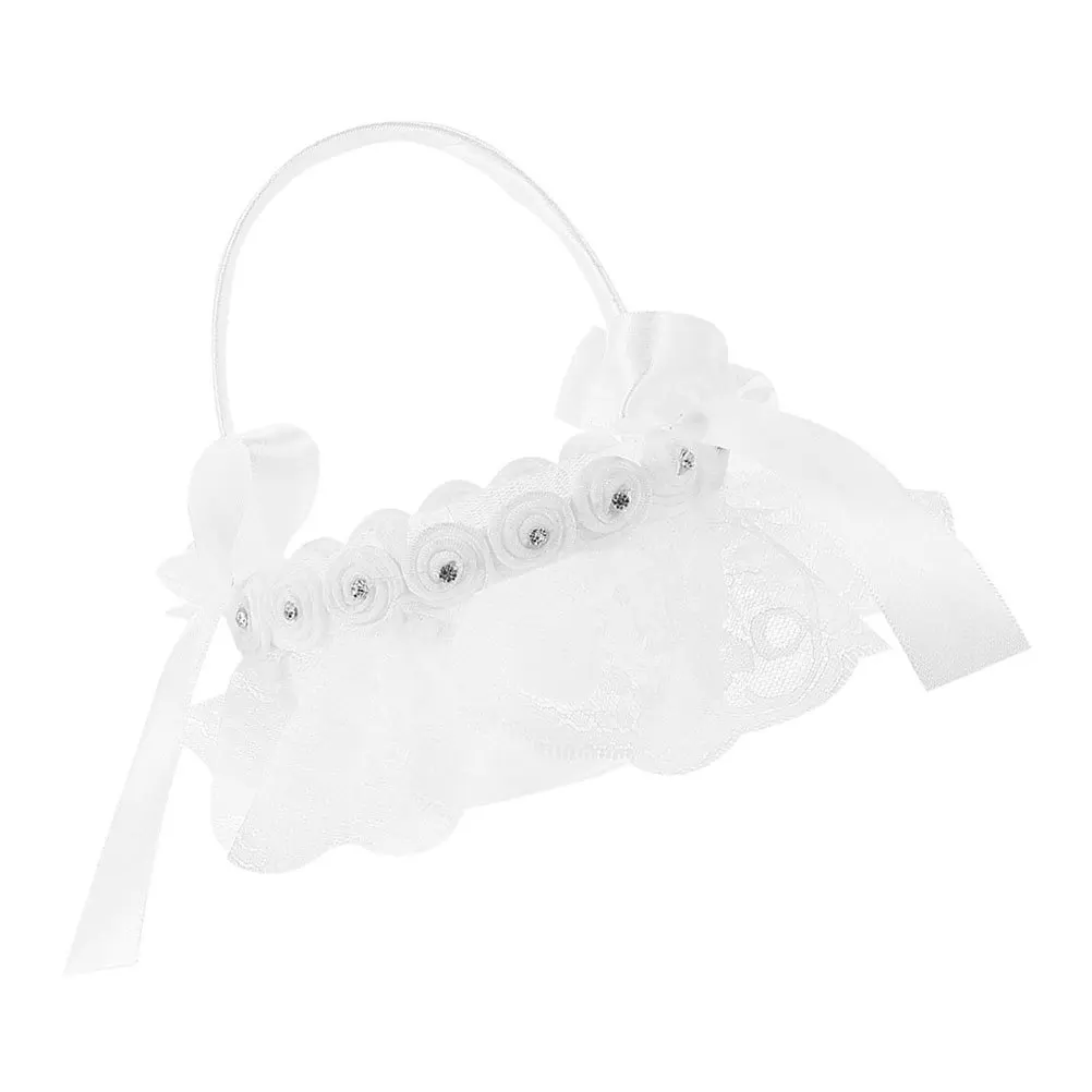 Small Wedding Flower Basket Premium Cloth Plastic Lightweight Petal Collection Handle for Wedding Party Easter Religious