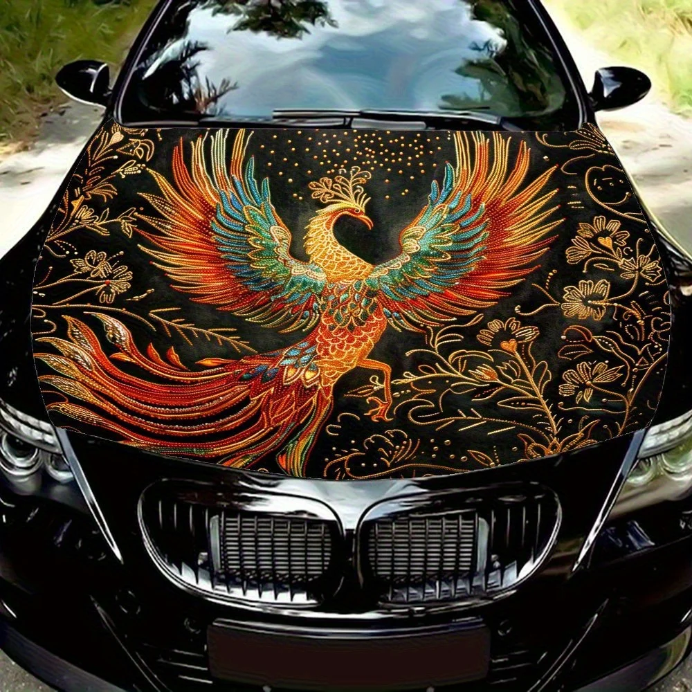 

Oriental Style Phoenix Car Vinyl Wrap - Stunning Engine Hood Decal, Splash-Resistant PVC, Easy Removal, Waterproof And Scratch-r