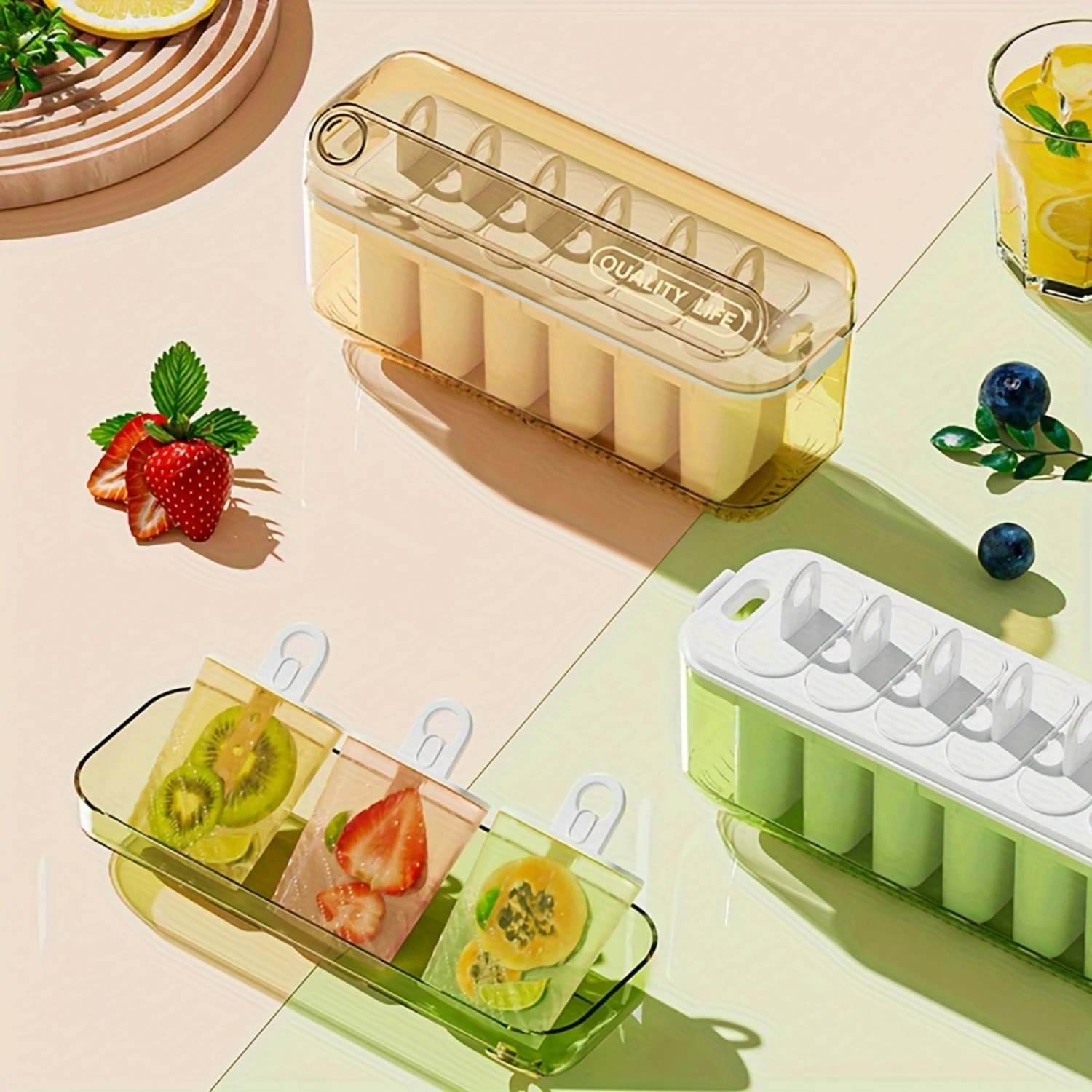 1Pc Bpa-Free Ice Cube & Popsicle Mold With Lid - Transparent, Food-Grade Plastic For Homemade  Treats