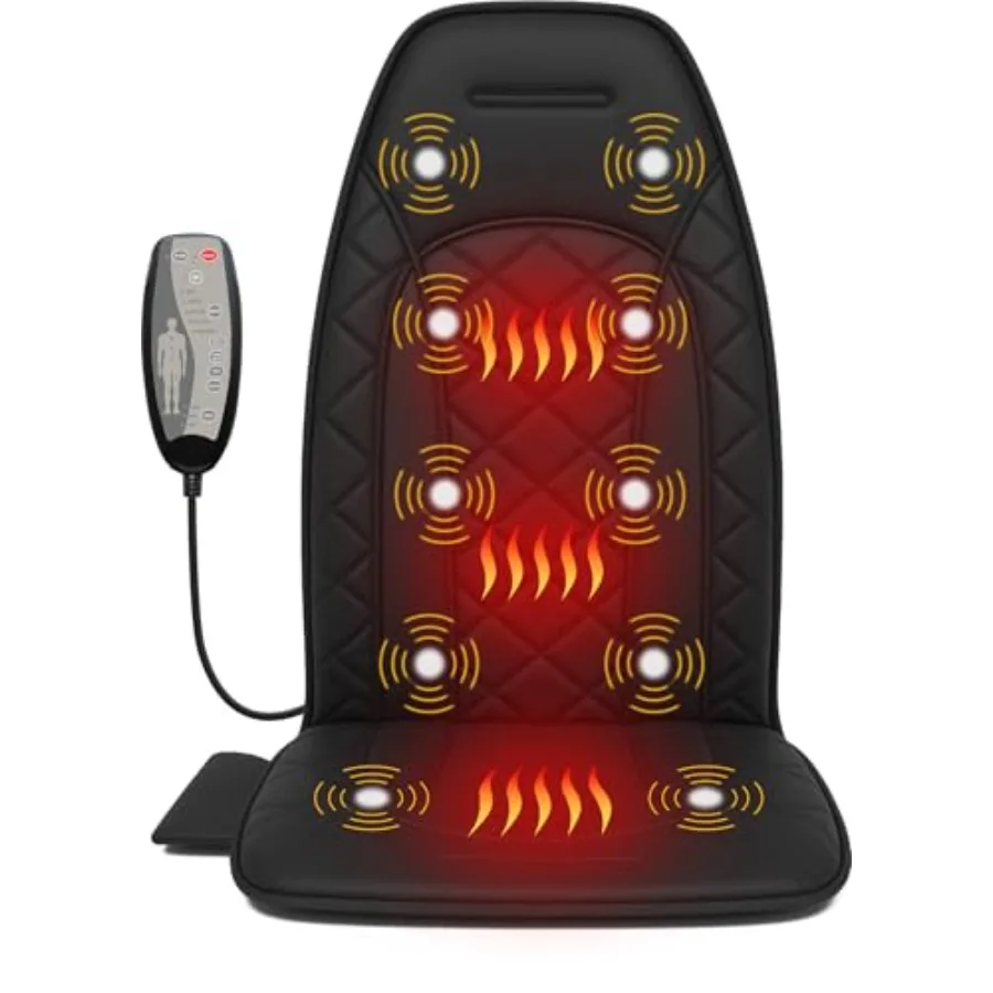 

Вибрационный массажер для спины на кресло, массажная накидка на сиденье с подогревом, 10 вибромоторов, 5 режимов вибрации