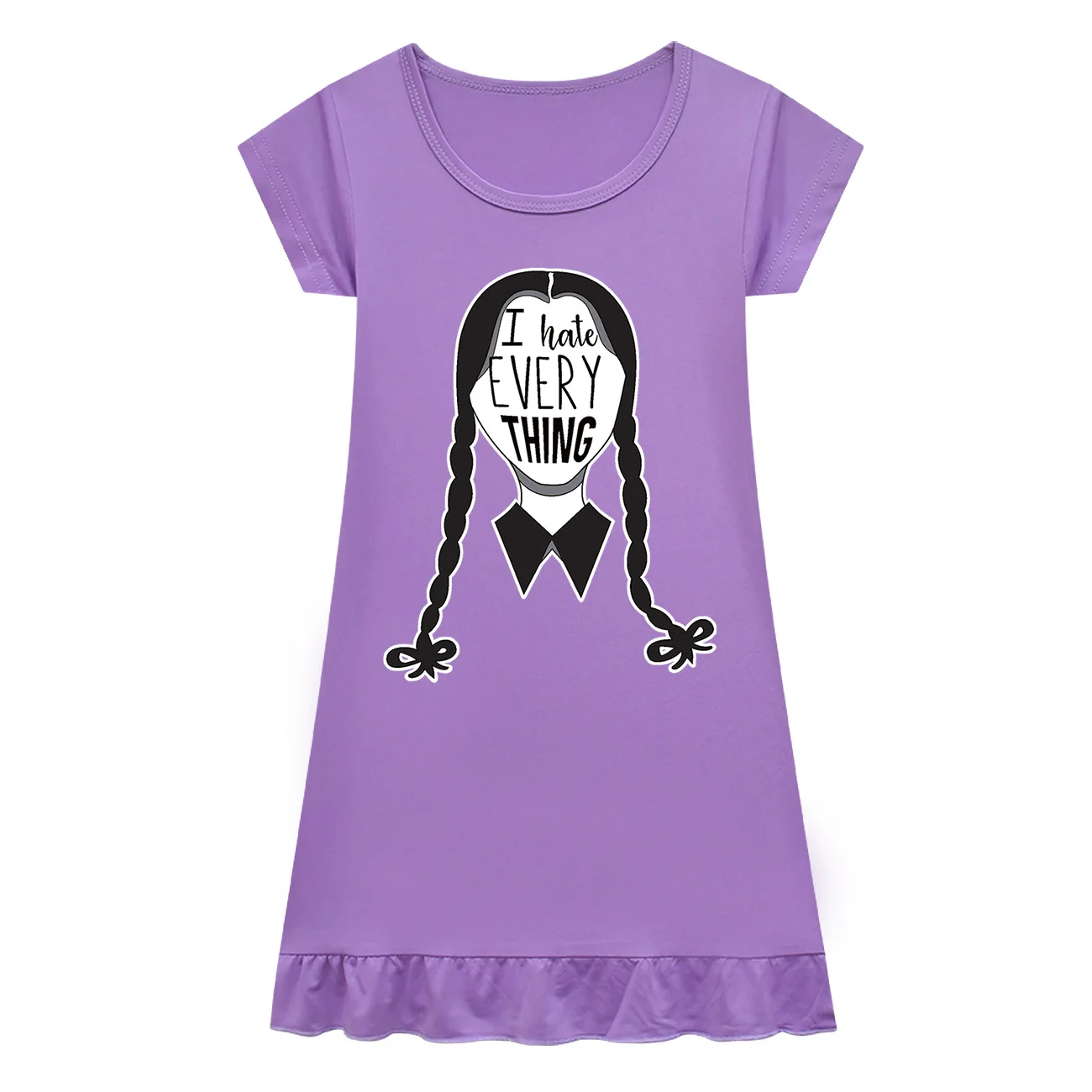 Wednesday Addams Summer Girl Nightgown Cartoon Pajamas Dress For Kids Teenager Night Dress Baby Nightdress