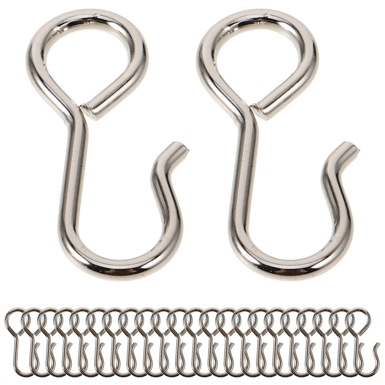 100 Pcs Stainless Steel Hook Bathroom Curtain Hangers Hooks for Drapes Ceiling Track Household Silver Wire