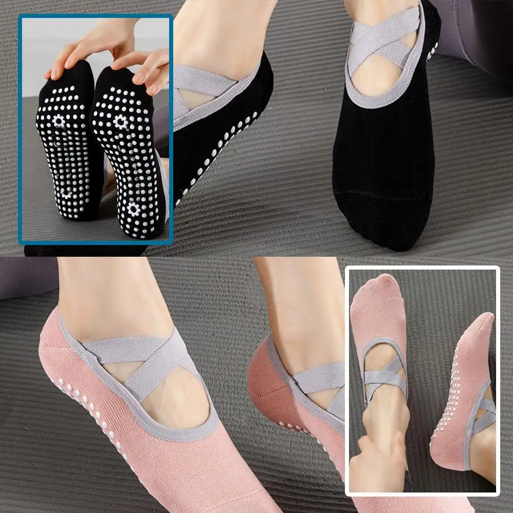 1pair Fitness Yoga Socks Silicone Non-slip Breathable Moisture Ballet Comfortable Socks Absorption Sports Pilates G3Q3