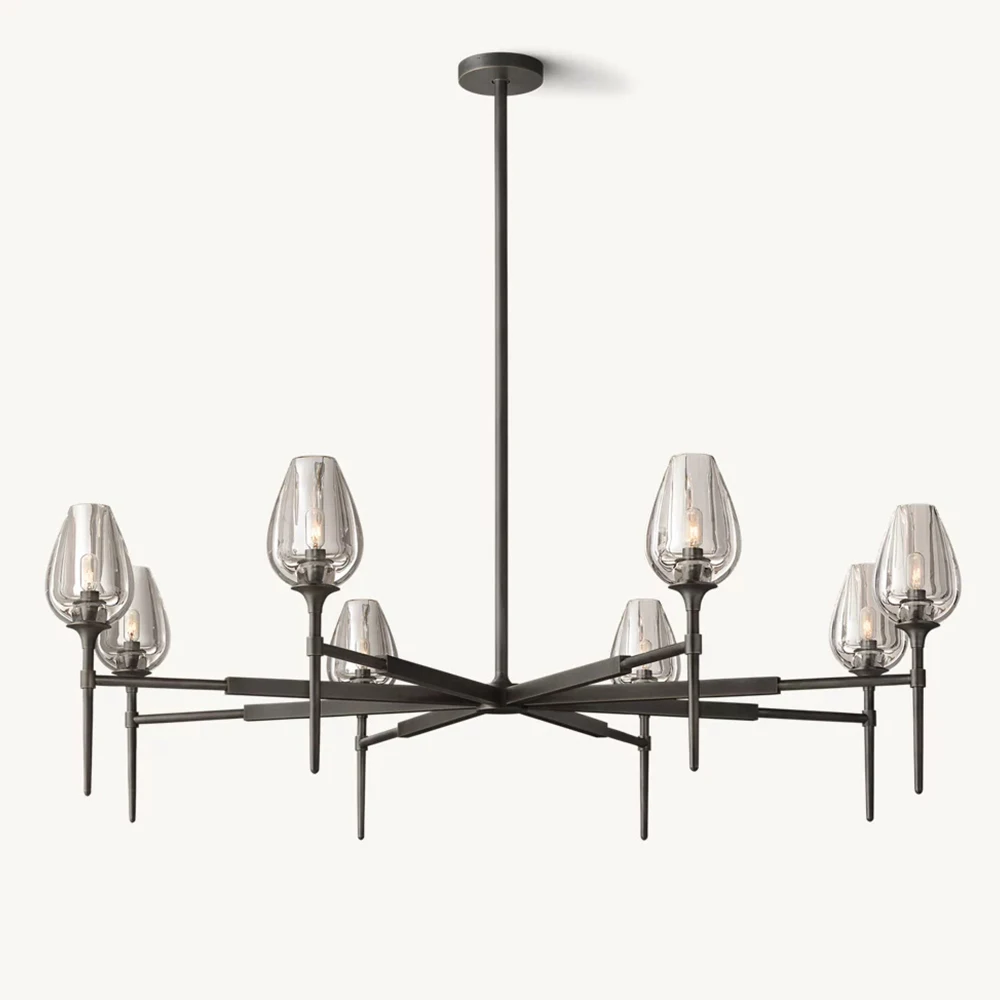 lustre moderno com abajur de vidro transparente luminaria suspensa lustre redondo tulipa iluminacao domestica de luxo sala e quarto 01