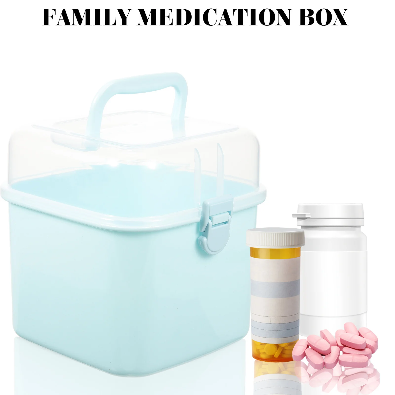 1 قطعة الأسرة الطوارئ الإسعافات الأولية سعة كبيرة صندوق دواء للمنزل السفر في الهواء الطلق استخدام البلاستيك الأدوية حقيبة للتخزين