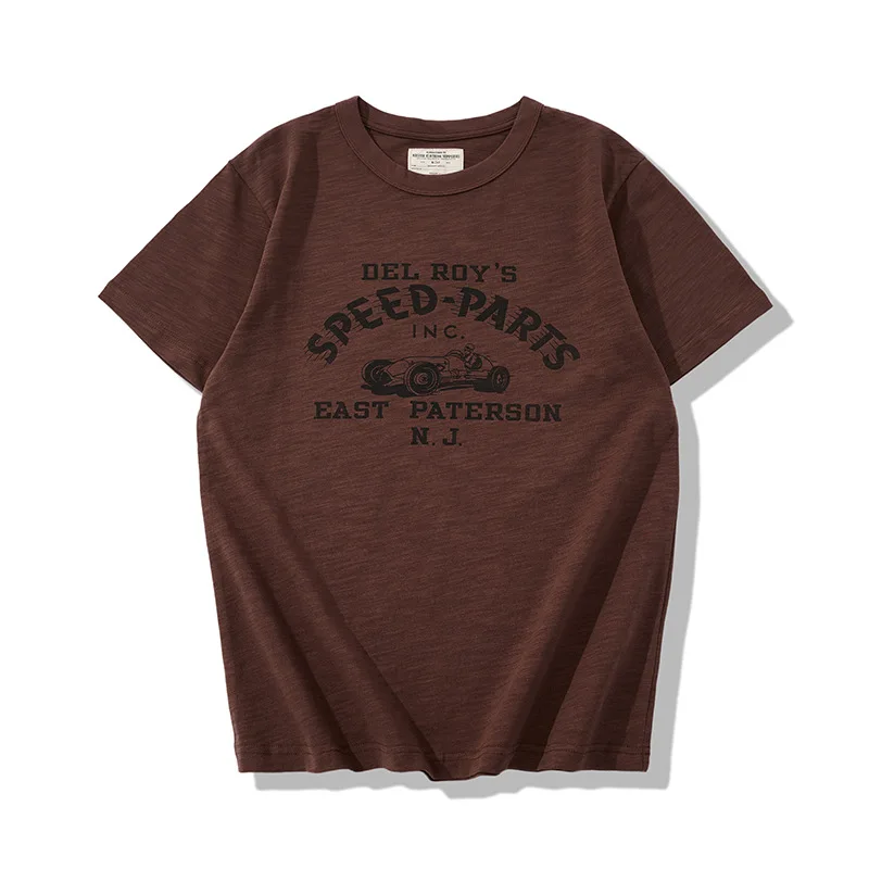 New Amikaji 255g Old Bamboo Cotton Retro Motorcycle Racing American Retro Short Sleeved T-shirt TEE