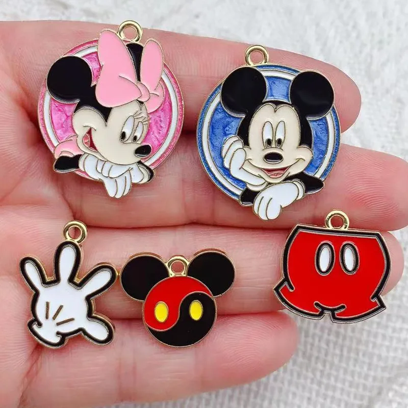 10pcs Disney Mickey Minnie Enamel Charm Pendants For Jewelry Making Women Kids DIY Necklace Handmade Findings Crafts Accessories