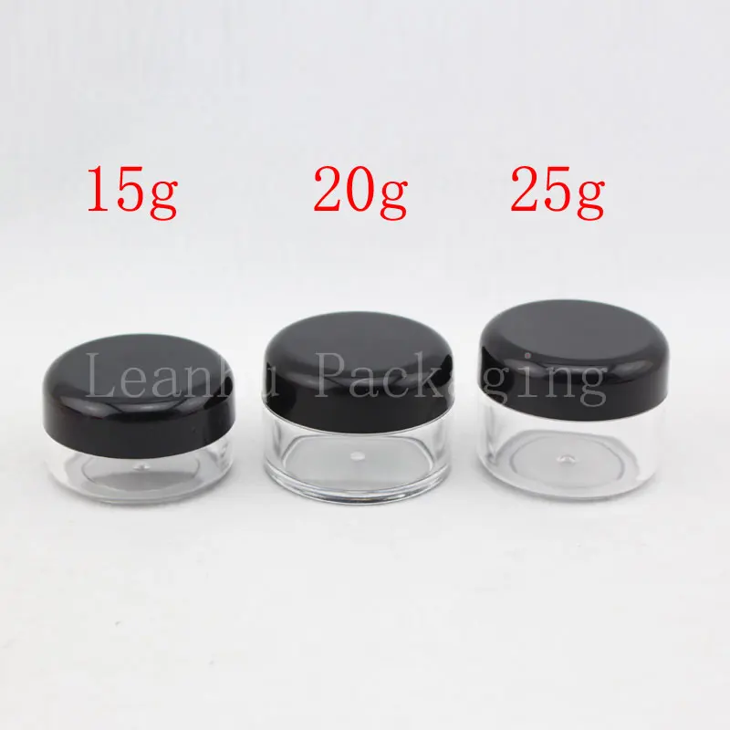 50pcs 15g 20g 25g Empty Colored Round Plastic Display Bottle Pot Transparent Lip Cream Jar Cosmetic Sample Container Tin