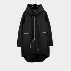 Owen Seak Men Parker Coat Gothic Style OVersized Men's Clothing Trench Autumn Dust Coats Windbreaker Black Jackets Size XL