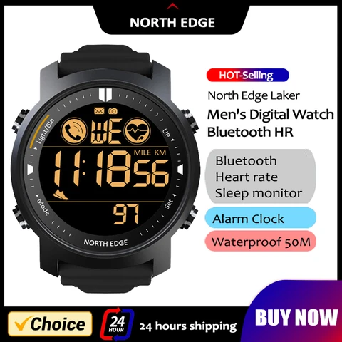 North edge masculino relógio inteligente monitor de freqüência cardíaca feminino smartwatch swmming correndo pedômetro despertador à prova dwaterproof água 50m android ios