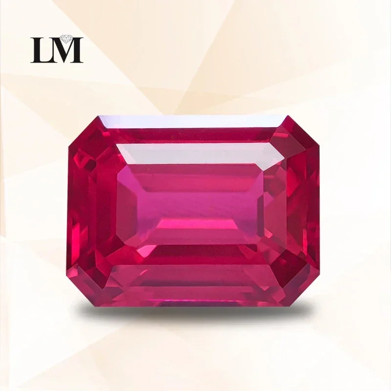 

Wholesale Lab Grown Ruby Emerald Cut Red Color VVS1 Selectable AGL Certificate Gemstone Charms DIY Advanced Jewelry Making Ring