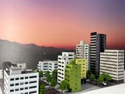 1/300 Diorama Architectural Model High Rise Office Building Set For Ultraman