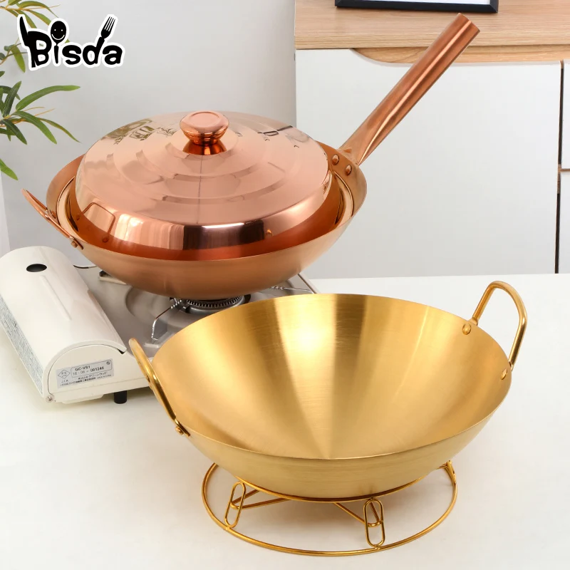 Chinese Wok Stainless Steel Fried Pot Non-coating Pans With Lid Non-stick Cookware For Gas Kitchen Pot