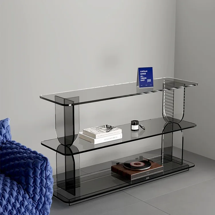 Simple transparent shelf living room small storage display multi-layer bookcase floor-to-ceiling home bookshelf coffee table